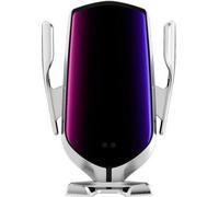 R1 Auto Clamping 10W Wireless Charger for iPhone Xs Huawei LG Infrared Induction Qi Phone Holder Silver