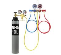 R1234YF Kit de recharge de liquide frigorigène pour climatisation de voiture, bouteille d'hydrogène NH5 8 l/10 l, réducteur de pression, manomètre 1/4", pompe à vide pour système de refroidissement de