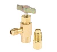 R1234YF Robinet de canette auto-scellant avec adaptateur de réservoir R134A, ouvre-bouteille de réfrigérant Acme 1/2" vers SAE 1/4" SAE femelle et adaptateur Acme mâle 1/2"