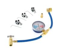 R134A AC Recharge Tuyau de gonflage avec manomètre, robinet BPV31, métal résistant à la corrosion, compatible avec tuyaux de 1/4", 5/16", 3/8" de diamètre extérieur