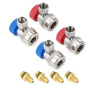R134A Ensemble d'adaptateurs haute et basse pression Raccord rapide Coupleur de climatisation Convient pour les techniciens raccords en laiton de climatisation
