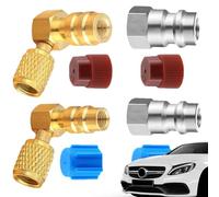R134a Kit adaptateur de raccord AC - Adaptateur de valve de coupleur rapide R12 vers R134a - Haute/basse pression R12 vers R134a Adaptateur rapide réglable pour adaptateur de raccord AC efficace