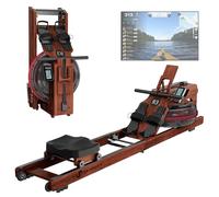 JASPORT R3 Rameur à eau pliable en bois de chêne FSC finition sapelli avec écran LCD, 28L, compatible Kinomap, 150 kg