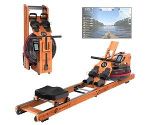 R3 Rameur Pliable en Bois de chêne avec écran LCD Bluetooth Compatible avec Kinomap, réservoir d'eau de 28 l, Charge maximale de 150 kg, siège Ergonomique, Support de Tablette réglable