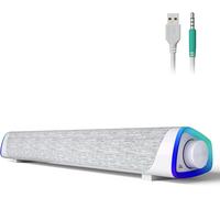 R30 3.5mm USB Powered Laptop Speakers with Colorful LED Lights with Switch Button,Portable Surround Sound for Desktop and Computer