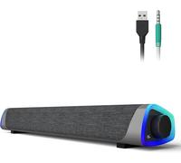 R30 PC Speaker,USB Powered Computer Speaker,3.5mm AUX,Colorful LED with Switch Button,Sound Bar for Laptop,Smartphone,Tablet