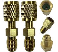 R32 R454B Lot de 2 adaptateurs en laiton pour réfrigérant, laiton femelle 6,35 mm vers filetage inversé mâle 6,35 mm, adaptateur de filetage pour réservoir de réfrigérant, adaptateurs de pompe à vide