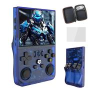 R36 Pro Console de Jeu Portable Rétro 22000+ Jeux,30+ émulateurs,4000mAh Console Portable,Système Linux Open Source Multiple,Écran IPS 3,5 Pouces,Console retrogaming Portable (Bleu transparent-128G)