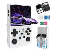 R36 Pro Console de Jeu Portable Rétro 22000+ Jeux,30+ émulateurs,4000mAh Console Portable,Système Linux Open Source Multiple,Écran IPS 3,5 Pouces,Console retrogaming Portable (Blanc-128G)