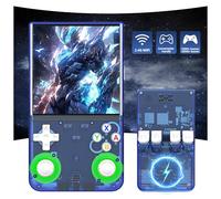 R36 Ultra Console de Jeu Portable Retro Console retrogaming,15000+ Jeux 25 Émulateurs,Écran IPS OCA HD 4 Pouces,Console Portable Système Linux Open Source,Bataille en Ligne WiFi (Bleu-64G)