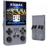 R36MAX Console de Jeu Portable, écran IPS de 4.0", 30 000 Jeux rétro avec Système Linux Open Source, Carte TF 64/128GB, Batterie 4000 mAh(R36MAX[Grey],128G)