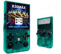 R36MAX Console de Jeu Portable, écran IPS de 4.0", 30 000 Jeux rétro avec Système Linux Open Source, Carte TF 64/128GB, Batterie 4000 mAh(R36MAX[Transparent Green],128G)
