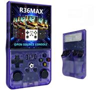 R36MAX Console de Jeu Portable, écran IPS de 4.0", 30 000 Jeux rétro avec Système Linux Open Source, Carte TF 64/128GB, Batterie 4000 mAh(R36MAX[Transparent Purple],128G)
