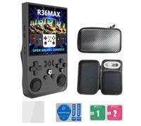 R36MAX Console de jeu portable rétro avec écran IPS HD de 10,2 cm, système Linux, batterie massive de 4000 mAh, cadeau pour adolescents et adultes (64 G/noir)