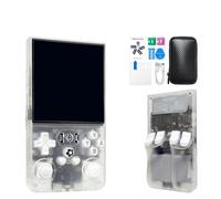 R36MAX Console de jeu rétro portable, avec écran IPS HD de 4 pouces, autonomie de la batterie 6H, 15 000 jeux classiques intégrés, portable pour adolescents et adultes (gris transparent)