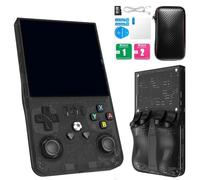 R36MAX Console de jeu rétro portable, avec écran IPS HD de 4 pouces, autonomie de la batterie 6H, 15 000 jeux classiques intégrés, portable pour adolescents et adultes (noir transparent)