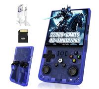R36MAX Console de Jeux rétro Portable,22000+/18000+ Jeux intégrés,40+ émulateurs supportés,Batterie 4000mAh 8 Heures,écran IPS 4 Pouces,Mini émulateur Portable,système Linux Open Source (Bleu-128G)