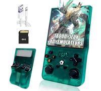 R36MAX Console de Jeux rétro Portable Console Portable,18000+ Jeux,40+ émulateurs,Batterie 4000mAh 8 Heures,écran IPS 4 Pouces Console retrogaming,système Linux Open Source (Vert-64G)