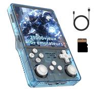R36Plus Console de Jeux Vidéo Rétro 128 Go, Portable avec 21 000+ Jeux Rétro Intégrés 10+ Émulateurs, Écran HD 4 Pouces, 720 x 720 Pixels, Soutien WiFi, Double Joystick 3D (Bleu Clair)