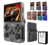 R36S Console de Jeu Portable,Carte TF 64 Go,20000 Jeux rétro,écran IPS de 3,5"",Console de Jeux rétro,Batterie de 3500 mAh(Noir)