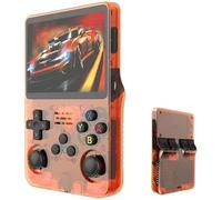 R36S Console de Jeu Portable, écran IPS de 3.5", 30 000 Jeux rétro avec Système Linux Open Source, Carte TF 64/128GB, Batterie 3500 mAh(Orange,64G)