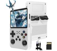 R36S Console Portable Améliorée Console Portable Retrogaming Fonction D'archivage Manuel Boutons Ergonomiques Console de Jeux Portable Plus de 15 000 Jeux, Possibilité D'ajouter d'autres Jeux (Blanc)