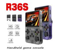 R36S nouvelle console de jeu rétro 3,5 pouces Linux système open source console de jeu portable avec grande mémoire de 128 Go Purple-64G