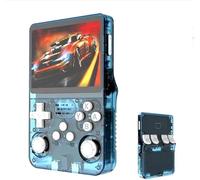 R36s-Retro Console de jeu portable avec écran IPS 128G 3,5" intégré plus de 20 000 jeux classiques Open Source Linux Lecteur vidéo de poche portable avec batterie de 3200 mAh (bleu blanc)