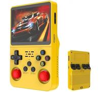 R36s-Retro Console de jeu portable avec écran IPS 128G 3,5" intégré plus de 20 000 jeux classiques Open Source Linux Lecteur vidéo de poche portable avec batterie de 3200 mAh (Jaune)