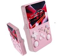 R36s-Retro Console de jeu portable avec écran IPS 128G 3,5" intégré plus de 20 000 jeux classiques Open Source Linux Lecteur vidéo de poche portable avec batterie de 3200 mAh (rose)