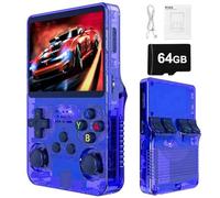 R36S Retro Portable Game Console -20000 Jeux Classiques 2500mAh Batterie, Écran HD De 3,5 Pouces, Mini Console De Jeu Portable pour Adolescents Et Adultes-Blue||64G