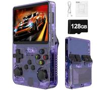 R36S Retro Portable Game Console -20000 Jeux Classiques 2500mAh Batterie, Écran HD De 3,5 Pouces, Mini Console De Jeu Portable pour Adolescents Et Adultes-Purple||128G