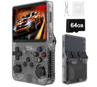 R36S Retro Portable Game Console -20000 Jeux Classiques 2500mAh Batterie, Écran HD De 3,5 Pouces, Mini Console De Jeu Portable pour Adolescents Et Adultes-Black||64G