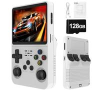 R36S Retro Portable Game Console -20000 Jeux Classiques 2500mAh Batterie, Écran HD De 3,5 Pouces, Mini Console De Jeu Portable pour Adolescents Et Adultes-White||128G