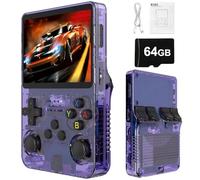 R36S Retro Portable Game Console -20000 Jeux Classiques 2500mAh Batterie, Écran HD De 3,5 Pouces, Mini Console De Jeu Portable pour Adolescents Et Adultes-Purple||64G