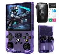 R36S Retro Portable Game Console - 20000 Jeux Classiques 4000mAh Batterie, 4 Pouces HD Écran, Système Linux Portable Mini Console De Jeu-Transparent Purple||128G