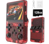 R36S Retro Portable Game Console - 2500mAh Batterie, Écran HD De 3,5 Pouces, 20 000 Jeux Classiques, Mini Console De Jeu Portable-Red||128G