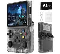 R36S Retro Portable Game Console De Jeux-3.5 "IPS Écran, 21000 Jeux Classiques 3500mAh Batterie, Système Linux Portable Mini Console De Jeu-Black||64G