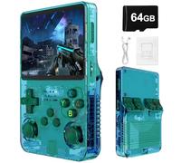 R36S Retro Portable Game Console De Jeux-3.5 "IPS Écran, 21000 Jeux Classiques 3500mAh Batterie, Système Linux Portable Mini Console De Jeu-Green||64G