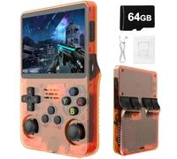 R36S Retro Portable Game Console De Jeux-3.5 "IPS Écran, 21000 Jeux Classiques 3500mAh Batterie, Système Linux Portable Mini Console De Jeu-Orange||64G