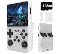 R36S Retro Portable Game Console De Jeux-3.5 "IPS Écran, 21000 Jeux Classiques 3500mAh Batterie, Système Linux Portable Mini Console De Jeu-White||128G