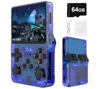 R36S Retro Portable Game Console De Jeux-3.5 "IPS Écran, 21000 Jeux Classiques 3500mAh Batterie, Système Linux Portable Mini Console De Jeu-Blue||64G