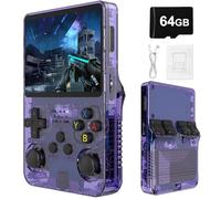 R36S Retro Portable Game Console De Jeux-3.5 "IPS Écran, 21000 Jeux Classiques 3500mAh Batterie, Système Linux Portable Mini Console De Jeu-Purple||64G