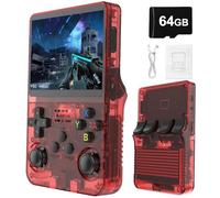 R36S Retro Portable Game Console De Jeux-3.5 "IPS Écran, 21000 Jeux Classiques 3500mAh Batterie, Système Linux Portable Mini Console De Jeu-Red||64G