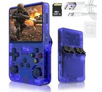 R36S Retro Portable Game Console Intégré 20 000 Jeux Vidéo Classiques-Système Linux IPS Écran 3.5 "-Batterie Rechargeable-Console De Jeu Portable-Blue||128G