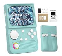 R36T Console de Jeu Rétro 128 Go, Émulateur Portable avec 21 000+ Jeux Rétro Intégrés, 27 Émulateurs, Système Linux Open Source, Écran IPS OCA 3,5 Pouces, Compatible WiFi, Joystick 3D (Vert Menthe)