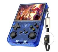 R36XX Console de Jeu Portable, écran IPS de 3.5", 30 000 Jeux rétro avec Système Linux Open Source, Carte TF 64/128GB, Batterie 3500 mAh(Blue,128G)