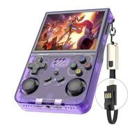 R36XX Console de Jeu Portable, écran IPS de 3.5", 30 000 Jeux rétro avec Système Linux Open Source, Carte TF 64/128GB, Batterie 3500 mAh(Purple,64G)