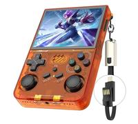 R36XX Console de Jeu Portable, écran IPS de 3.5", 30 000 Jeux rétro avec Système Linux Open Source, Carte TF 64/128GB, Batterie 3500 mAh(Orange,64G)
