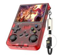 R36XX Console de Jeu Portable, écran IPS de 3.5", 30 000 Jeux rétro avec Système Linux Open Source, Carte TF 64/128GB, Batterie 3500 mAh(Red,64G)